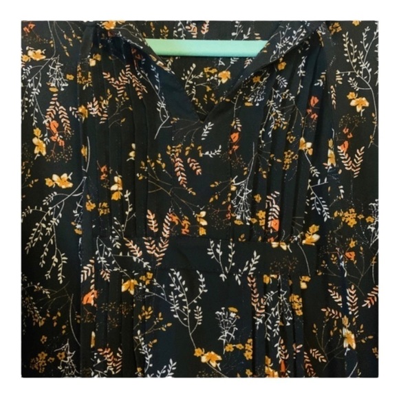 Philosophy Sz Medium Sleeveless Loose & Flowing Black Yellow & Orange Print Top - Picture 6 of 7